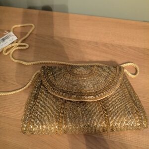 Elegant Gold Beaded Purse Bechamel Vintage Inspired NWT